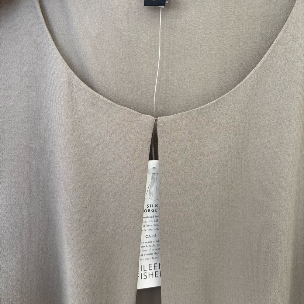 Eileen Fisher Silk Georgette Roundneck Jacket with Front Clasp - Picture 3 of 6